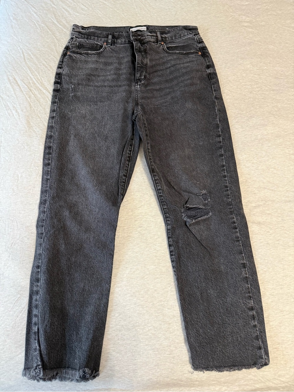 LOFT Black Washed Straight-Leg Jeans